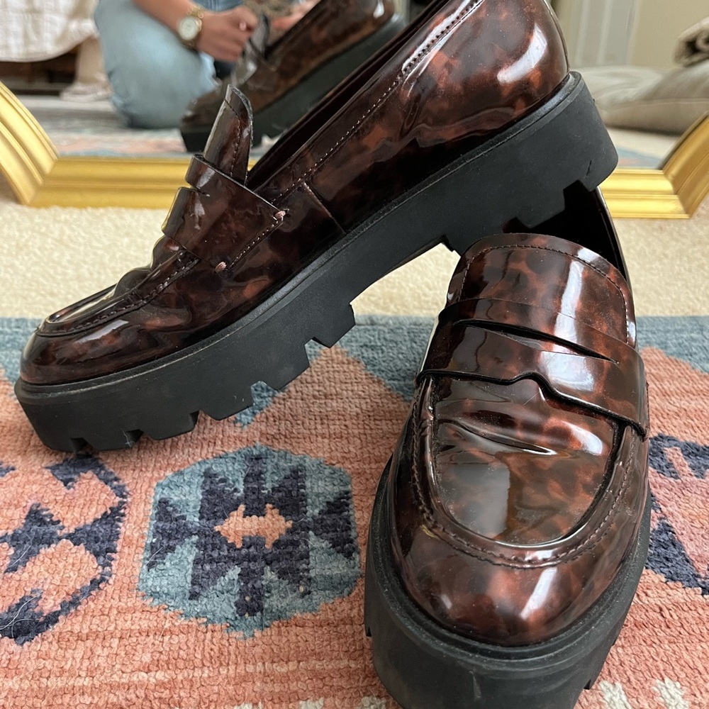 Franco Sarto Chunky Patent Leather Loafers